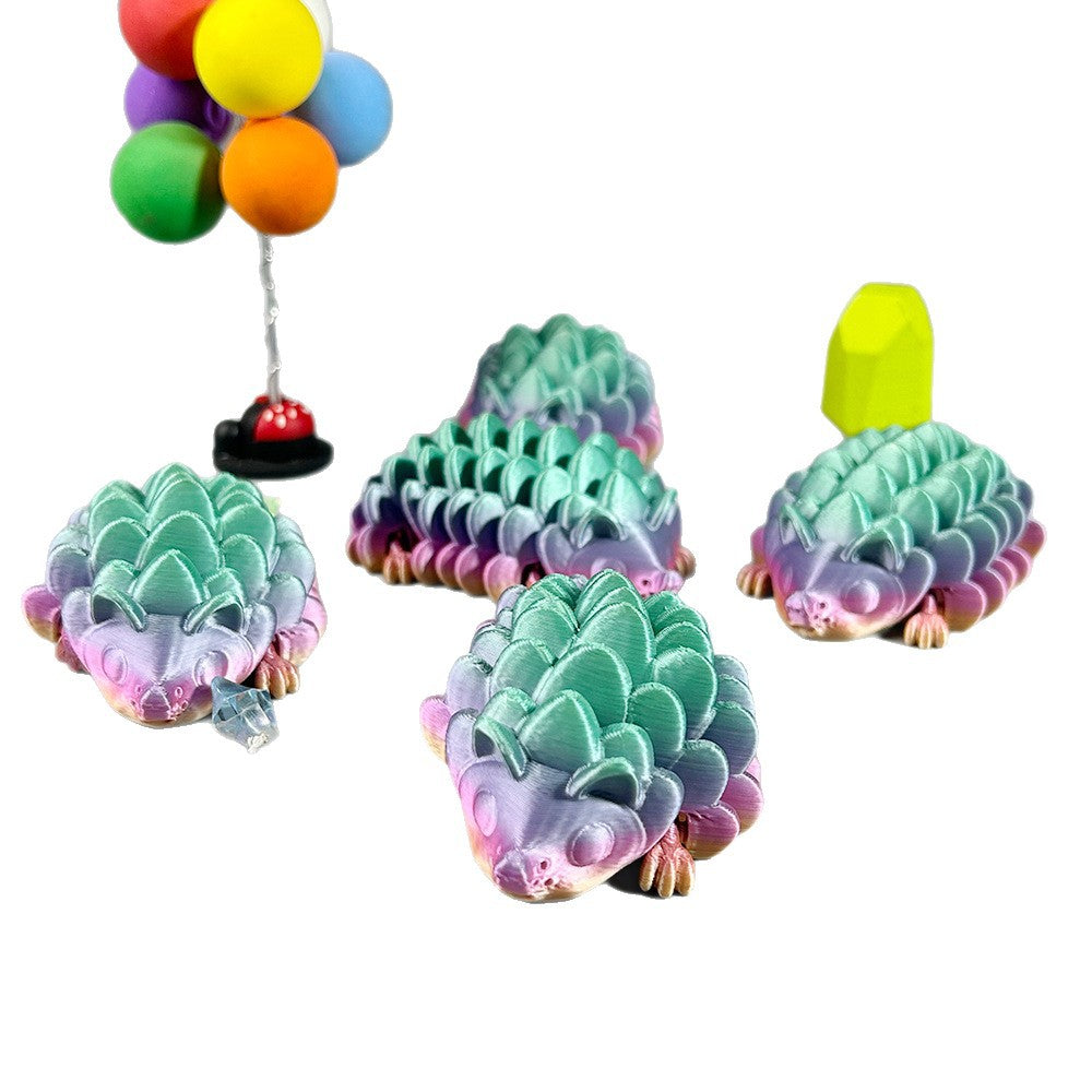 3D printing color animal model small hedgehog ornament joint movable