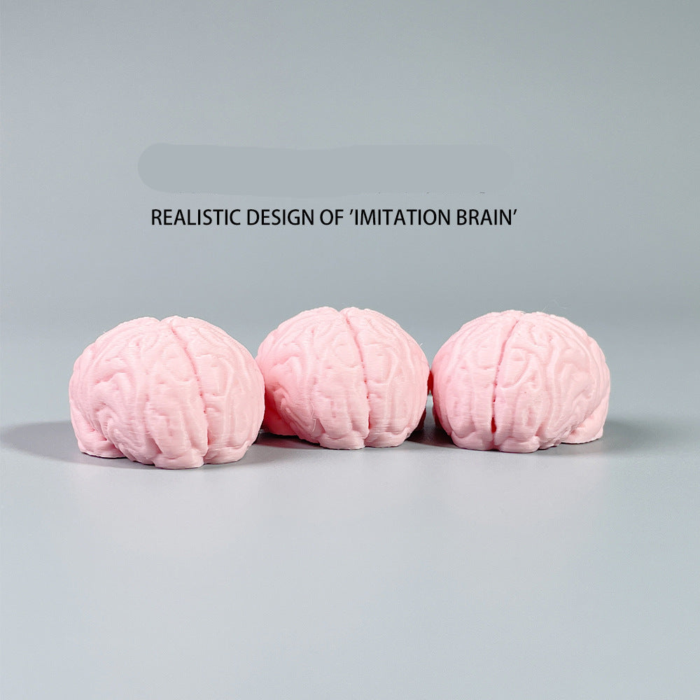 3D printed pink funny brain keychain