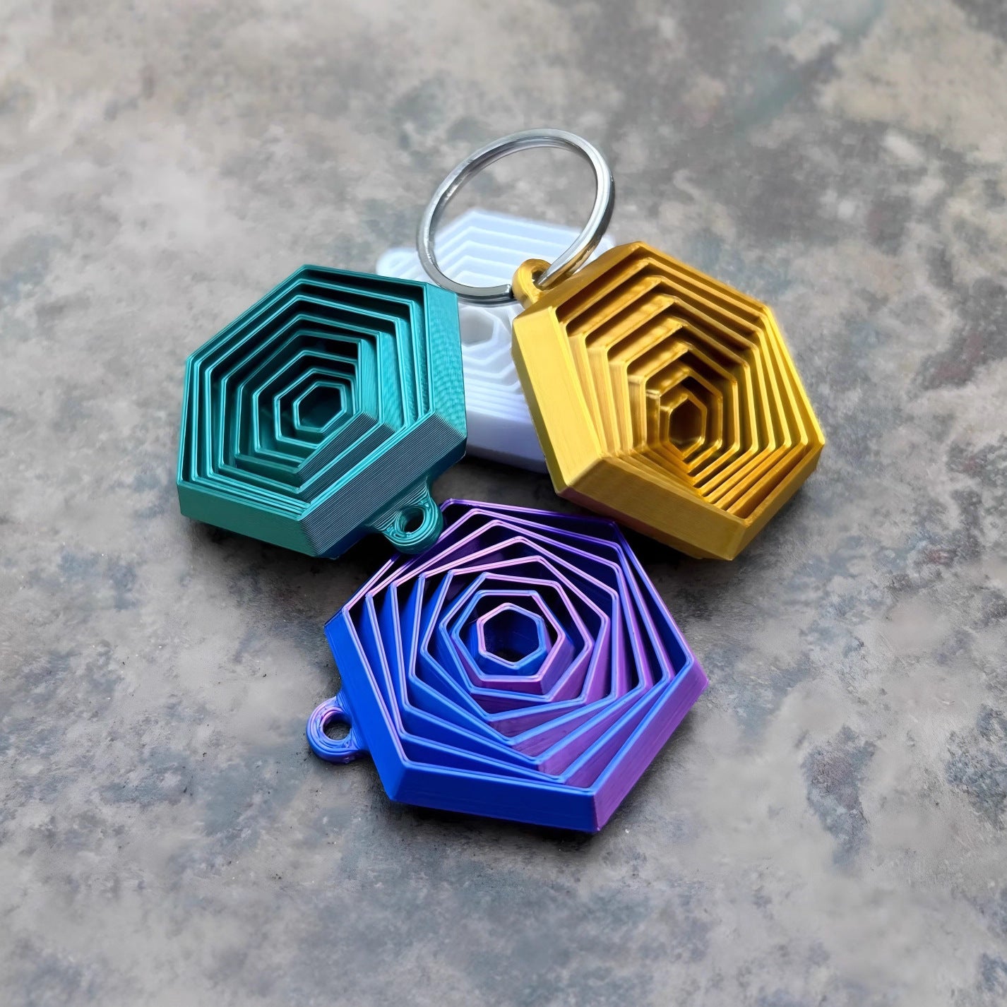 3D Printed Keychain Hexagon Fidget Hexagon Decompression Toy