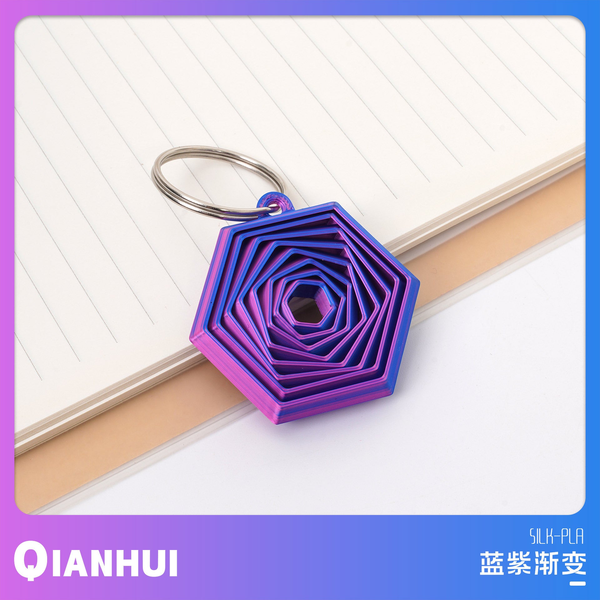 3D Printed Keychain Hexagon Fidget Hexagon Decompression Toy