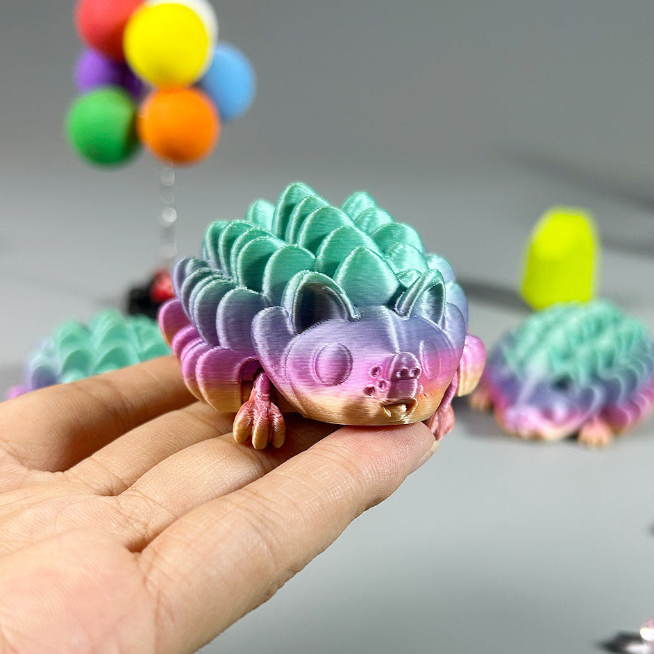 3D printing color animal model small hedgehog ornament joint movable