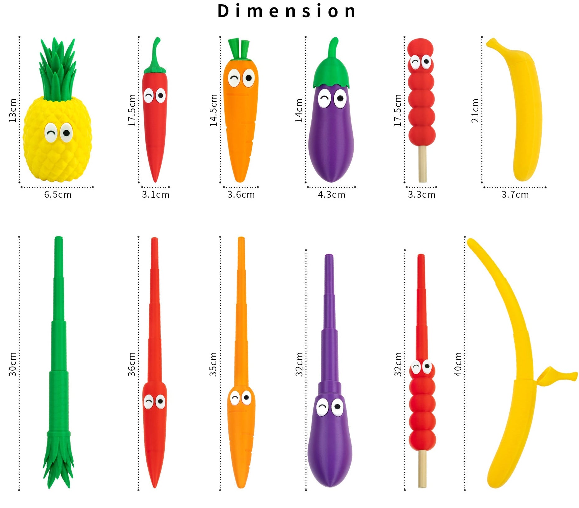 Popular 3D printing vegetable and fruit series telescopic sword portable decompression creative children's fun toy ornament gift