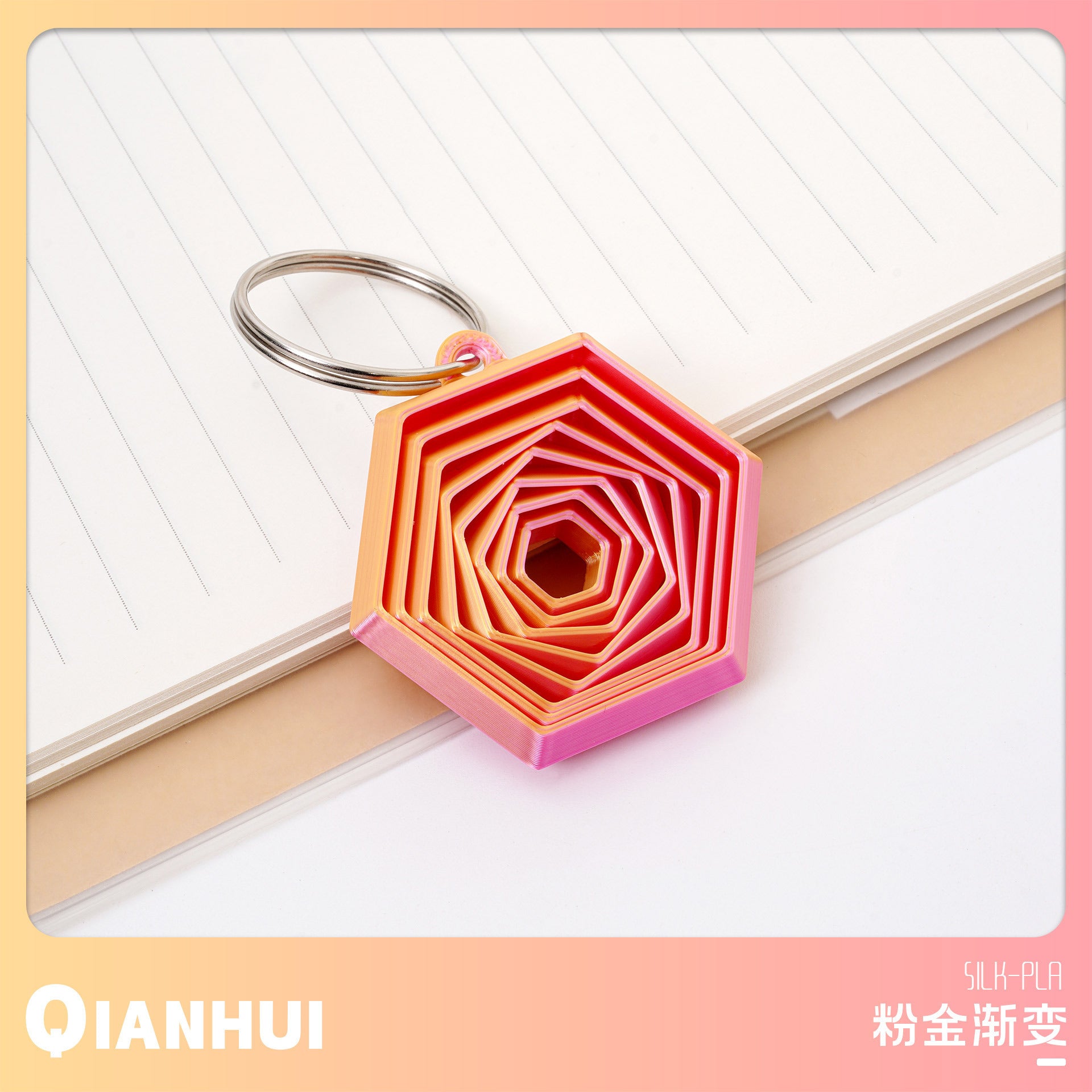 3D Printed Keychain Hexagon Fidget Hexagon Decompression Toy