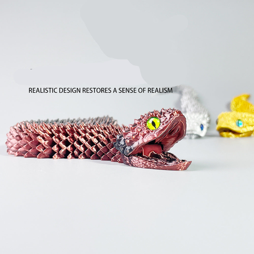 Realistic snake toy with detailed design on a white background